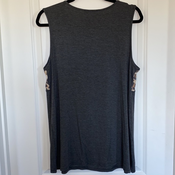 Large. Charcoal. Leopard. Heimish Tank Top. Soft and Stretchy. - Picture 5 of 5